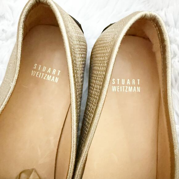 STUART WEITZMAN | Made in Spain Gold leather Driving Loafers Moccasins | Size 10 - Picture 3 of 7